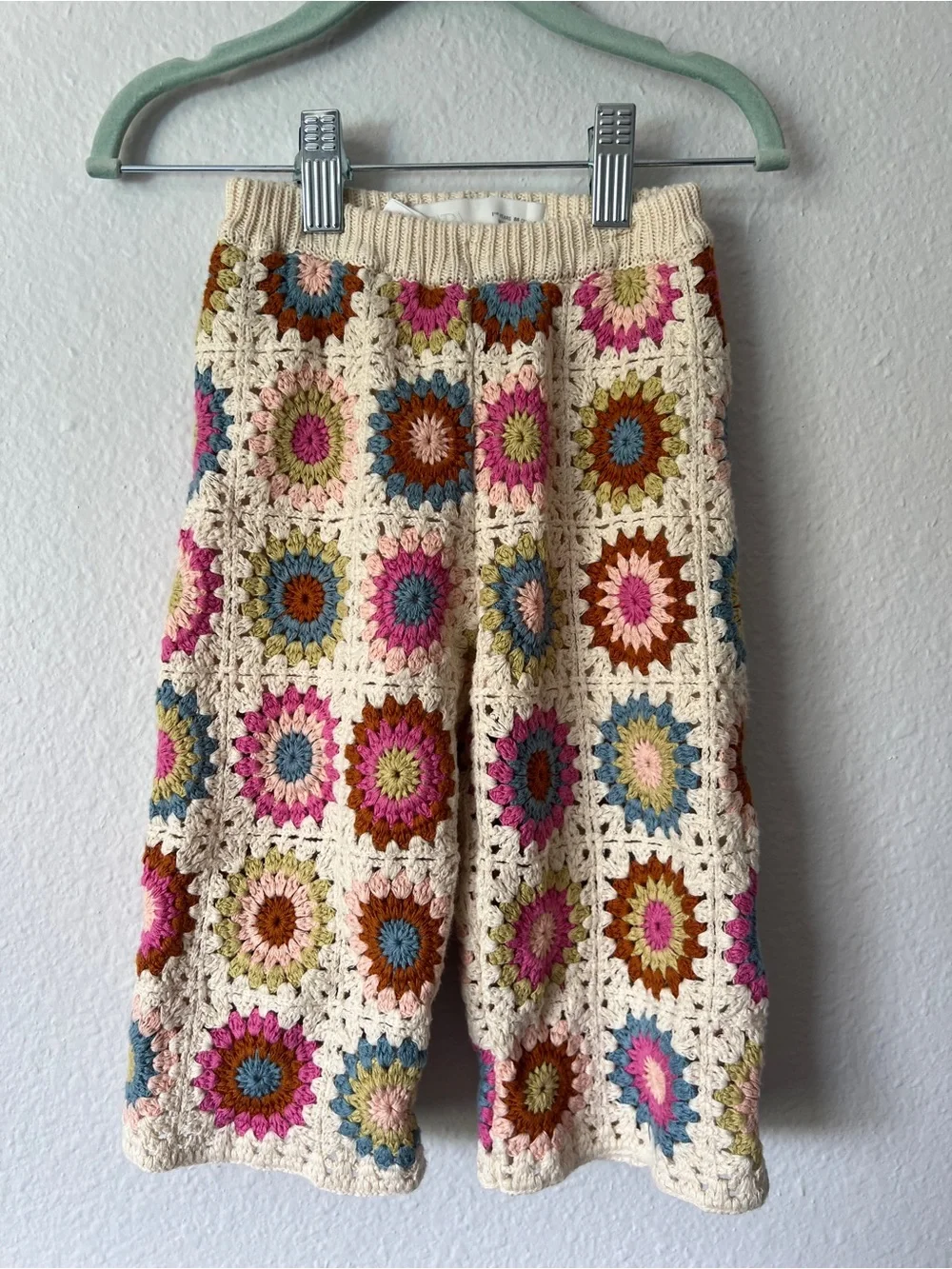 Zara Cream Crochet Two-Piece Set with Pink and Blue 1.5 years